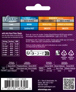 Elixir Nanoweb 80/20 Bronze Light 3-Pack