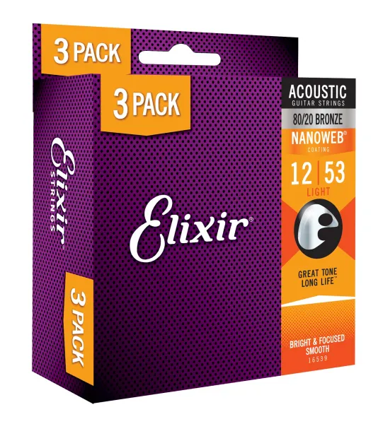 Elixir Nanoweb 80/20 Bronze Light 3-Pack