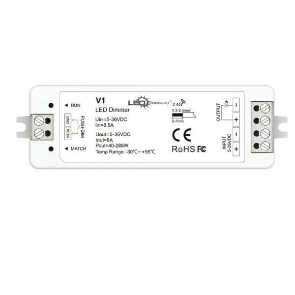 LEDprodukt LED prijímač V1 RF 2,4GHz 8A