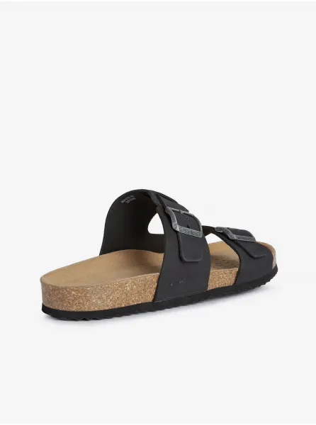 Black Men's Leather Slippers Geox Ghita - Men's