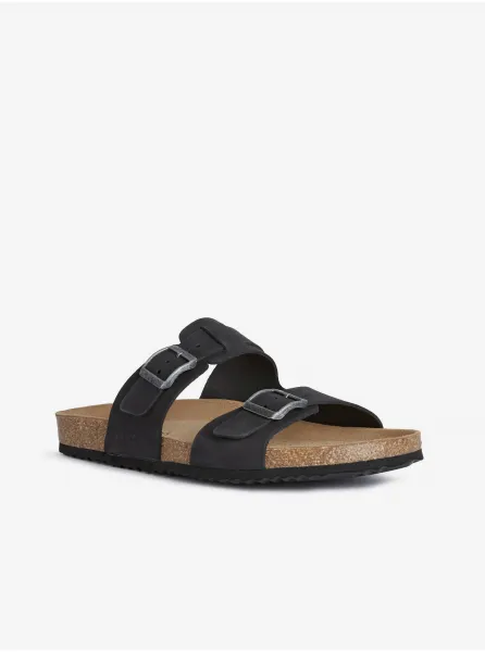 Black Men's Leather Slippers Geox Ghita - Men's