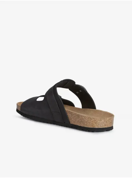 Black Men's Leather Slippers Geox Ghita - Men's