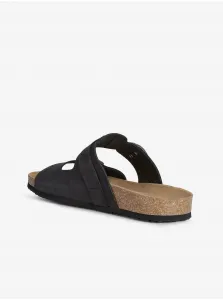 Black Men's Leather Slippers Geox Ghita - Men's