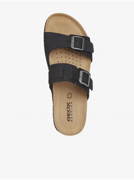 Black Men's Leather Slippers Geox Ghita - Men's