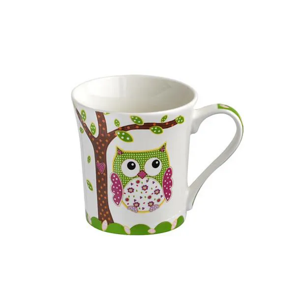 Keramický hrnček s odkladacou táckou na čaj TORO 270ml sova