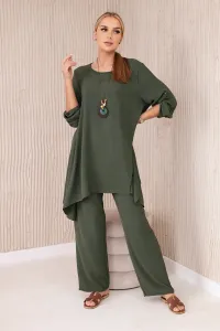 Legínovo Súprava blúzka + nohavice s príveskom béžová Farba: Khaki, Veľkosť: UNI