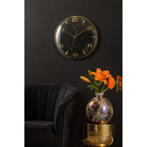 Dizajnové nástenné hodiny Karlsson 6017BK čierne,priemer 40 cm