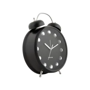 Karlsson 6019BK dizajnové stolové hodiny/budíkčierne, priemer 30 cm