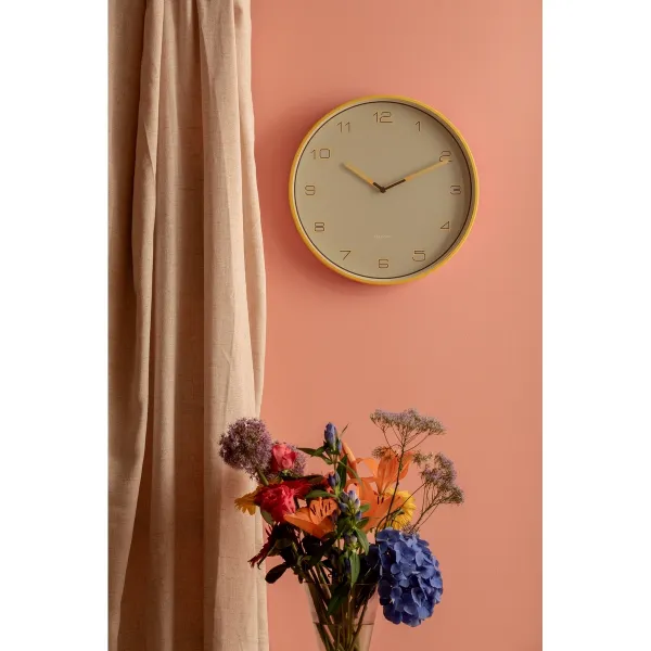 Dizajnové nástenné hodiny Karlsson 6013BY žlté,priemer 40 cm
