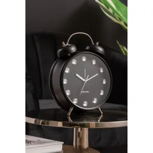 Karlsson 6019BK dizajnové stolové hodiny/budíkčierne, priemer 30 cm