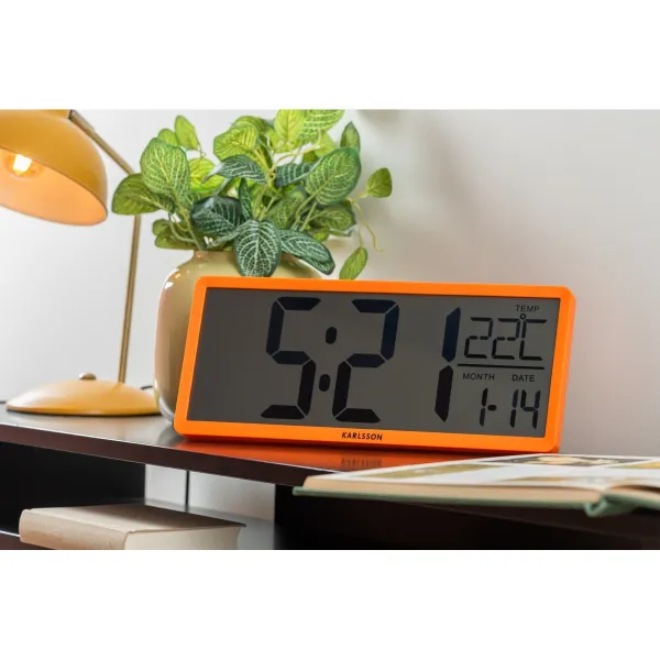 Digitálne hodiny Karlsson 6020OR oranžové, 35 cm