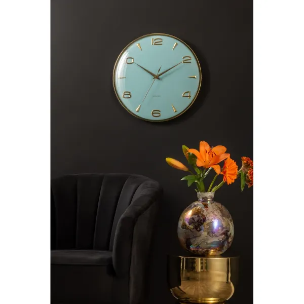 Dizajnové nástenné hodiny Karlsson 6017BLsvetlomodré, priemer 40 cm