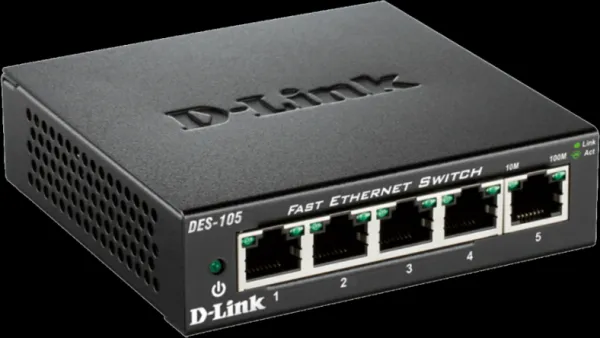 D-Link DES-105 5-portový 10/100 stolný prepínač s kovovým puzdrom