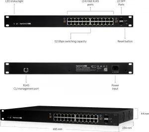 Ubiquiti UBNT EdgeSwitch ES-24-250W [26Gbps, 250W, aktívny (802.3af/at) a pasívne (24 V) PoE, 2xSFP, L2/L3]