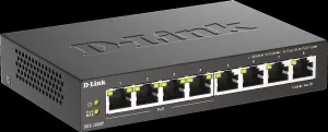D-Link DGS-1008P 8-portový gigabitový stolový prepínač, 4 porty PoE+, rozpočet PoE 68 W