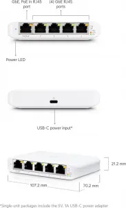 Ubiquiti UBNT UniFi Switch USW-Flex-Mini [5xGigabit, 1xPoE In]
