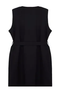 Trendyol Curve Black Shirt Collar Gold Buttoned Detachable Belt Plus Size Mini Woven Dress