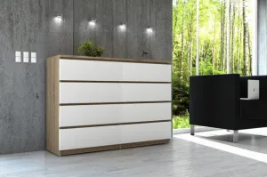 Ak furniture Komoda Rollo X 138,4 cm dub sonoma/biela