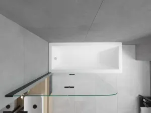 MEXEN/S - Cubik obdĺžniková vaňa 170 x 70 cm s panelom + vaňová zástena 100, transparent, čierna 550317070X9010027000