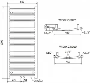 MEXEN - Ares vykurovací rebrík/radiátor 1200x500 mm, 420 W, chróm W102-1200-500-00-01