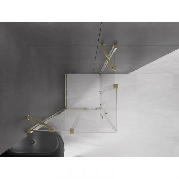 MEXEN/S - Velar Duo štvorcový sprchovací kút 80 x 80, transparent, zlatá 871-080-080-02-50