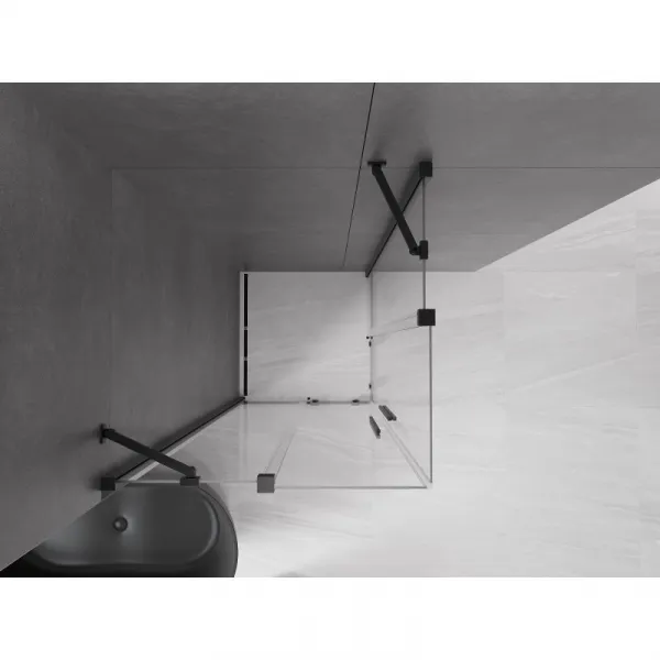MEXEN/S - Velar Duo štvorcový sprchovací kút 80 x 80, transparent, čierna 871-080-080-02-70