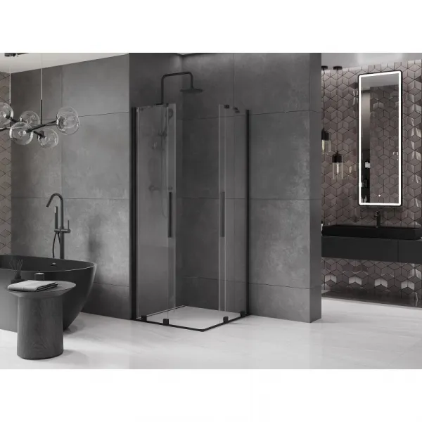MEXEN/S - Velar Duo štvorcový sprchovací kút 80 x 80, transparent, čierna 871-080-080-02-70