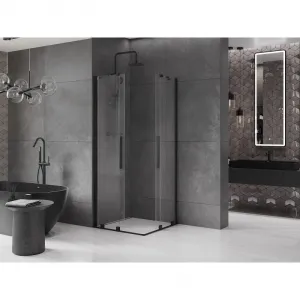 MEXEN/S - Velar Duo štvorcový sprchovací kút 80 x 80, transparent, čierna 871-080-080-02-70