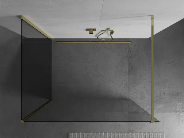 MEXEN/S - Kioto Sprchová zástena WALK-IN 100 x 95, transparent, zlatá 800-100-212-50-00-095