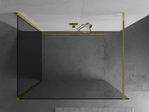 MEXEN/S - Kioto Sprchová zástena WALK-IN 100 x 95, transparent, zlatá 800-100-212-50-00-095