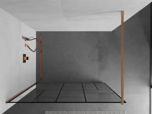 MEXEN/S - Kioto Sprchová zástena WALK-IN 80 x 200, čierny vzor 8 mm, meď kartáčovaná 800-080-101-65-78