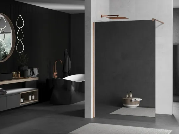 MEXEN/S - Kioto Sprchová zástena WALK-IN 70 x 200, zrkadlové 8 mm, meď kartáčovaná 800-070-101-65-50
