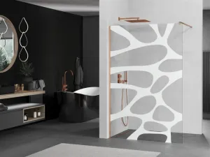MEXEN/S - Kioto Sprchová zástena Walk-in 80 x 200, biely vzor 8 mm, meď kartáčovaná 800-080-101-65-97