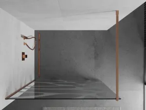 MEXEN/S - Kioto Sprchová zástena Walk-in 80 x 200, biely vzor 8 mm, meď kartáčovaná 800-080-101-65-97