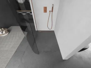 MEXEN/S - Kioto Sprchová zástena WALK-IN 110 x 200, transparent 8 mm, meď kartáčovaná 800-110-101-65-06