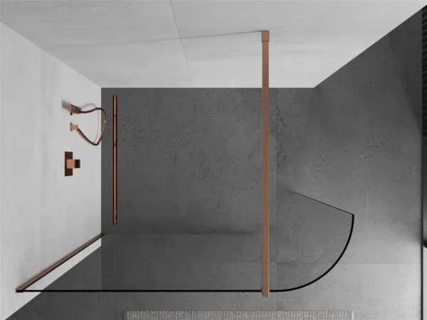 MEXEN/S - Kioto Sprchová zástena WALK-IN 100 x 200, transparent 8 mm, meď kartáčovaná 800-100-101-65-06