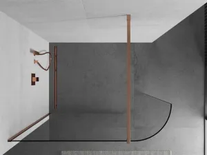 MEXEN/S - Kioto Sprchová zástena WALK-IN 100 x 200, transparent 8 mm, meď kartáčovaná 800-100-101-65-06