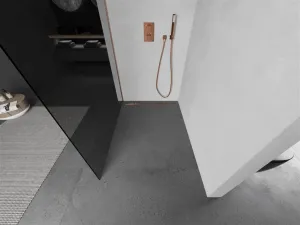MEXEN/S - Kioto Sprchová zástena WALK-IN 70 x 200, grafit 8 mm, meď kartáčovaná 800-070-101-65-40