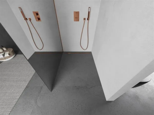 MEXEN/S - Kioto Sprchová zástena WALK-IN 70 x 200, zrkadlové 8 mm, meď kartáčovaná 800-070-101-65-50