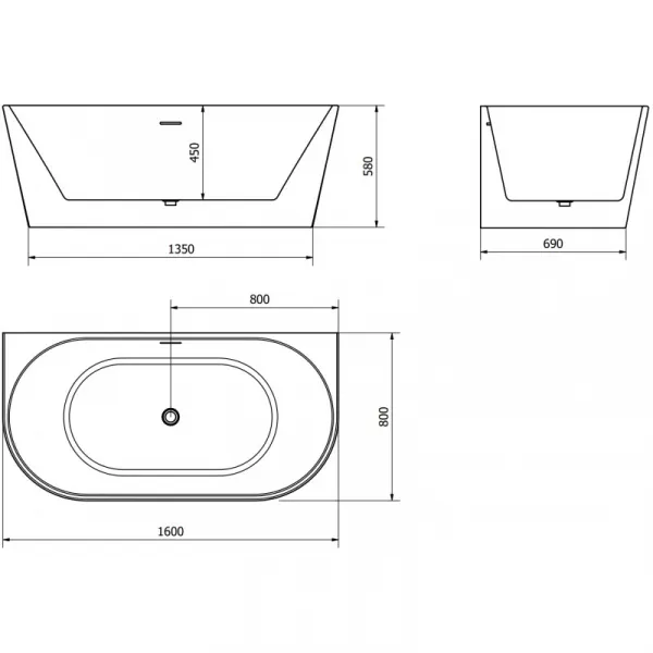 MEXEN/S - Oval vaňa voľne stojaca nástenná 160 x 80, biela, sifón a prepad ružové zlato 52671608000-60