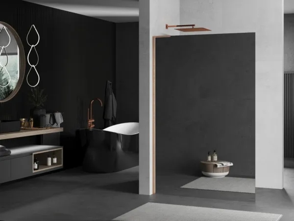 MEXEN/S - Kioto L Sprchová zástena WALK-IN 120 x 200, zrkadlové, meď kartáčovaná 800-120-103-65-50