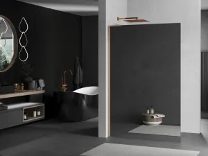 MEXEN/S - Kioto L Sprchová zástena WALK-IN 120 x 200, zrkadlové, meď kartáčovaná 800-120-103-65-50