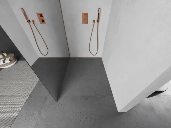 MEXEN/S - Kioto L Sprchová zástena WALK-IN 120 x 200, zrkadlové, meď kartáčovaná 800-120-103-65-50