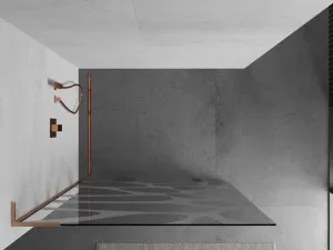 MEXEN/S - Kioto L Sprchová zástena WALK-IN 70 x 200, biely vzor, meď kartáčovaná 800-070-103-65-97