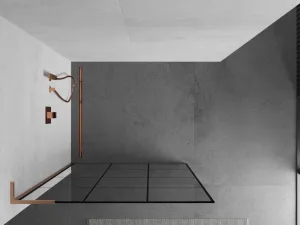 MEXEN/S - Kioto L Sprchová zástena WALK-IN 120 x 200, čierny vzor, meď kartáčovaná 800-120-103-65-77