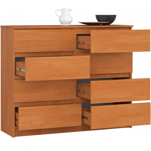 Ak furniture Komoda Kuba 120 cm 8 zásuviek jelša