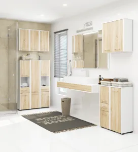 Ak furniture Kúpeľňová skrinka Fin biela/sonoma