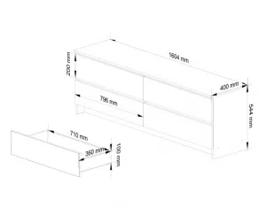Ak furniture Komoda Kuba 160 cm grafit