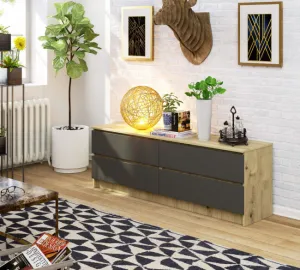 Ak furniture Komoda Rollo A 160,4 cm dub artisan/grafitový