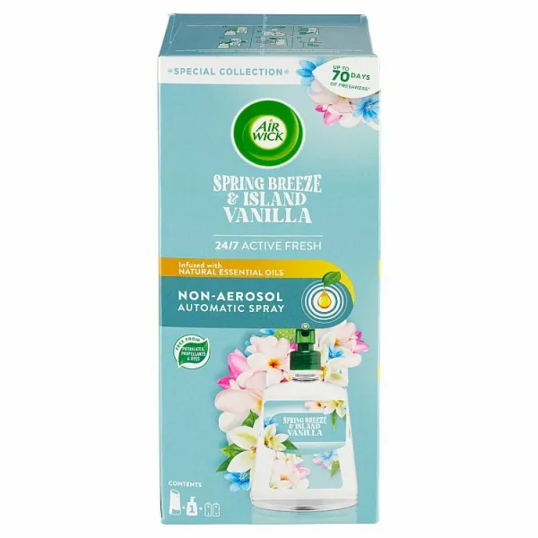 Air Wick Active Fresh Automatický difuzér a náplň na vodnej báze jarný vánok a vanilka 228 ml